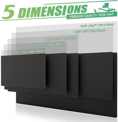 K KNODEL Large Office Leather Desk Mat, Mouse and Keyboard Pad, Computer and Laptop Mat, Desktop Protector and Cover, Writing Pad and Blotter (31.5"x15.7", Black)