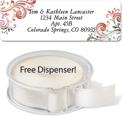 Colorful Images Colorful Gray Swirls Rolled Personalized Return Address Mailing Labels with Dispenser, Customize with Name & Shipping Address, 250 ¾” x 2½” Self Adhesive, Easy Peel Label Roll