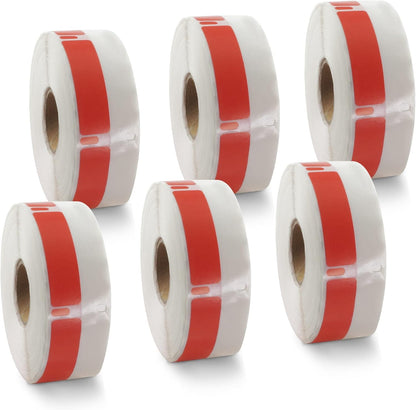 BETCKEY Colored Labels Compatible with Dymo 30346 (1/2" x 1-7/8") Library Barcode Labels, Compatible for Dymo LabelWriter Thermal 450, 4XL & Zebra Desktop Printers [6 Rolls, Red]