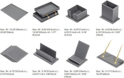 MOOGCO Bonded Set - Leather Desk Organizer - Desk Accessories - Home Office Accessories - Desk Supplies - Leather Desk Set