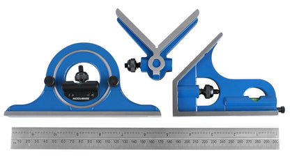 Accusize Industrial Tools Combination Square Set, 12''/300mm, 4 Pcs/Set, 0000-8108