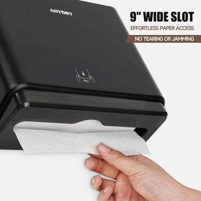 200-Sheet Wall-Mounted Paper Towel Dispenser, Fits Multi-Fold Towels up to 10x3.1 Inches, Perfect for Home & Business (Black)