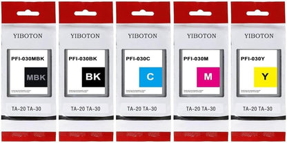 High Yield PFI-030 PFI030 Ink Cartridges Replacement for Canon PFI-030MBK PFI-030BK PFI-030C PFI-030M PFI-030Y Ink Tank Cartridge Compatible for Canon ImagePrograf TA-20 TA-30 TM-240 TM-340 Printer