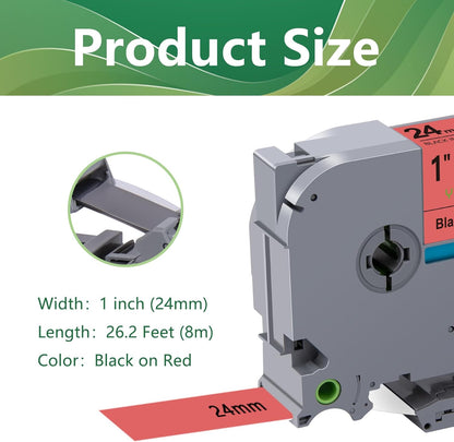 TZe-451 24mm TZe Red Tape Compatible with Brother PTouch TZ TZ-451 TZe451 TZ451 24mm 1 inch Laminated Black on Red Label Maker Tape for PT-E500 PT-D600 PT-P750W PT-P900W Printer, 3-Pack