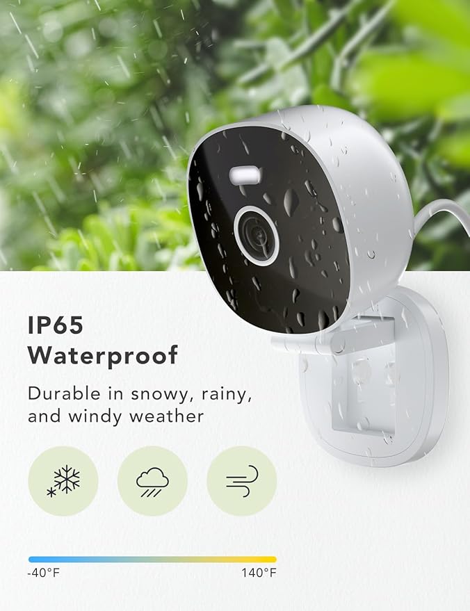 2K Security Camera, Outdoor/Indoor for Home, Pet, Baby, Nanny, IP65 Wterproof Color Night Vision, White Light & Siren, Recording, Motion Detection, Compatible with Alexa, White-4P