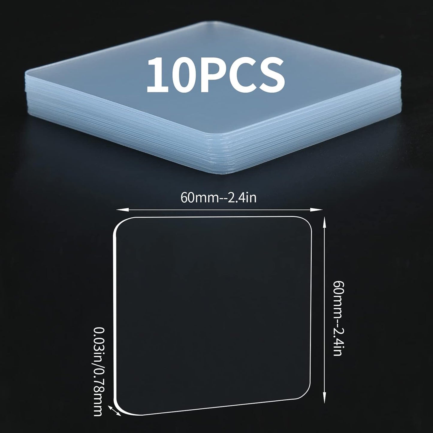 10PCS Premium Double Sided Mounting Squares Clear Tape,Heavy Duty Adhesive Pads for Pictures,Poster Hanging Strips - Strong Sticky Tack,Waterproof Adhesive for Shower,Wall Patch,Sticky Pads