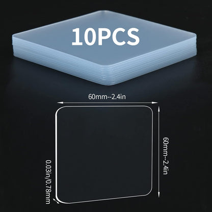 10PCS Premium Double Sided Mounting Squares Clear Tape,Heavy Duty Adhesive Pads for Pictures,Poster Hanging Strips - Strong Sticky Tack,Waterproof Adhesive for Shower,Wall Patch,Sticky Pads