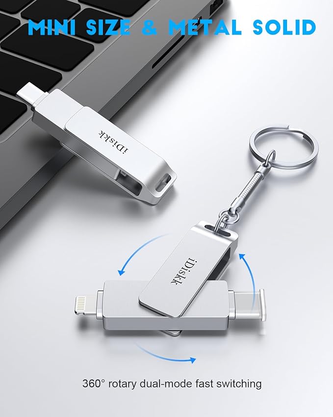 App-le Certified 1TB iPhone 17 iDiskk Photo Vault for iPhone USB Storage Photo Flash Drive Transfer Stick for iPhone Picture External Storage iPad Lightning USB C Android Photo Storage Photo Stick