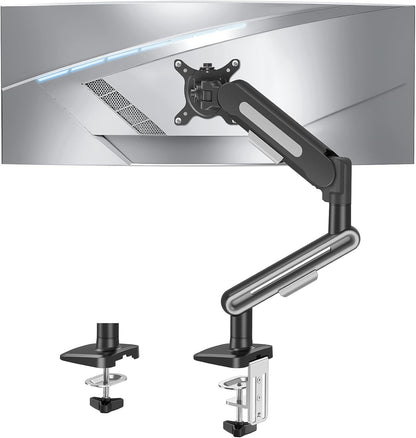 MOUNTUP Single Monitor Desk Mount for 4.4-26.5lbs, Heavy Duty Monitor Arm for 39 37 34 32 27inch, Full-Motion Monitors Stand, Height Adjustable Gas Spring Monitors Arm with C-Clamp＆Grommet Base
