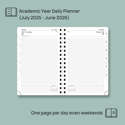 POPRUN Academic Daily Planner 2025-2026 One Page A Day - [5.75" x 8.5"- Spiral Hard Cover], Appointment Book (July 2025 - June 2026) with Monthly Calendar - Orange