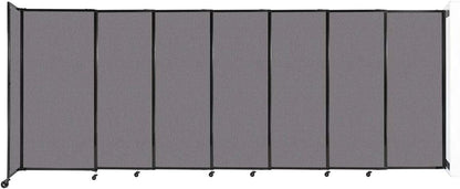 Wall-Mounted Sliding StraightWall Room Divider | Adjustable Widths | Locking Wheels | Room Separator | Up to 15'6" Wide x 6' Tall Slate Fabric Panels