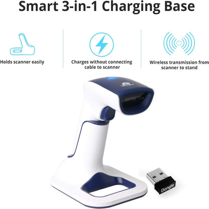 ScanAvenger Wireless Portable 1D with Stand Bluetooth Barcode Scanner: Hand Scanner 3-in-1, Cordless, Rechargeable Scan Gun for Inventory - USB Barcode Reader (1D Only with Next Gen Stand)…