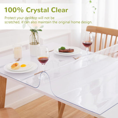 28 x 48 Inch Clear Table Cover Protector, Clear Table Protector for Dining Room Table, 1.5mm Plastic Table Cover, Waterproof Table Pad for Kitchen, Office