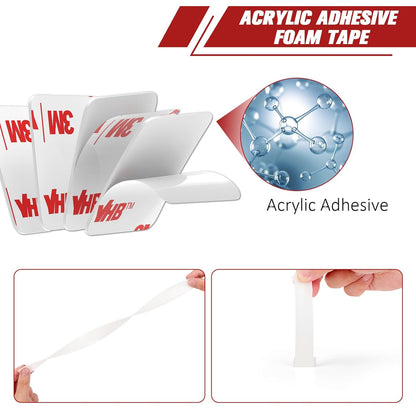 3M Double Sided Adhesive Pads Heavy Duty VHB 2" x 2" 0.025in Thick 40 PCS Square White 4930 Strong Adhesive Mounting Waterproof Foam Tape for Car Home Office Decor