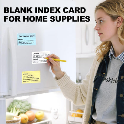 300 Count 3x5 Index Cards Lined Colorful Notecards Bulk Flashcards for Studying 3 x 5 Index Cards Ruled Notecards Multicolored Note Cards Flash Cards for Notes Office School, 6 Pack of 50 Sheets
