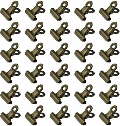 HAHIYO 0.87inch Brown Bulldog Clips Metal File Hinge Binder Clips Clamps Save Space Strong Spring Jaws Rock Solid Grip Book Lay Flat Deburred Edge for Hang Photos Wall Grid Dog Food 30PCS