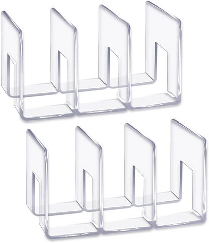 LUGUNU Acrylic Clear Purse Divider Organizer Clear Desk File Sorter Divider Mesh Folder Closet Shelf Storage Office Supplies Stand Holder Bookshelf (2 Pack of 3 Sections)