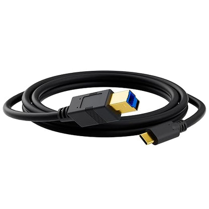 USB C to B 3.0 Cable 4 FT, USB-C-Male to USB B-Male 3.0 Cable, Gold-Plated Connectors, Compatible with Docking Station, External Hard Drivers, Scanner, Hard Drive Enclosure, Built-in Hub & More, Black