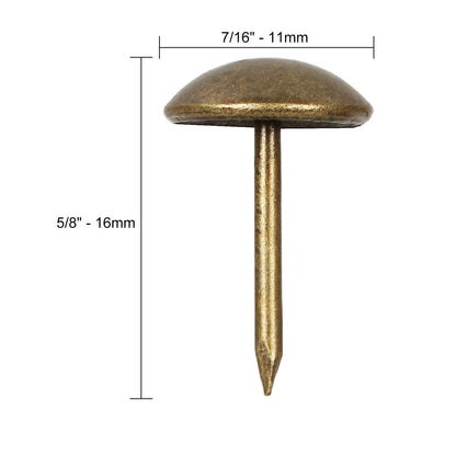 500Pcs Decorative Upholstery Tacks, 7/16” Antique Furniture Nails Pins, Brass Finish Metal Thumb Tack Stud Push Pins for Sofa Chair Bed Headboard, Upholstery Pin Assortment Kit for Furniture Décor