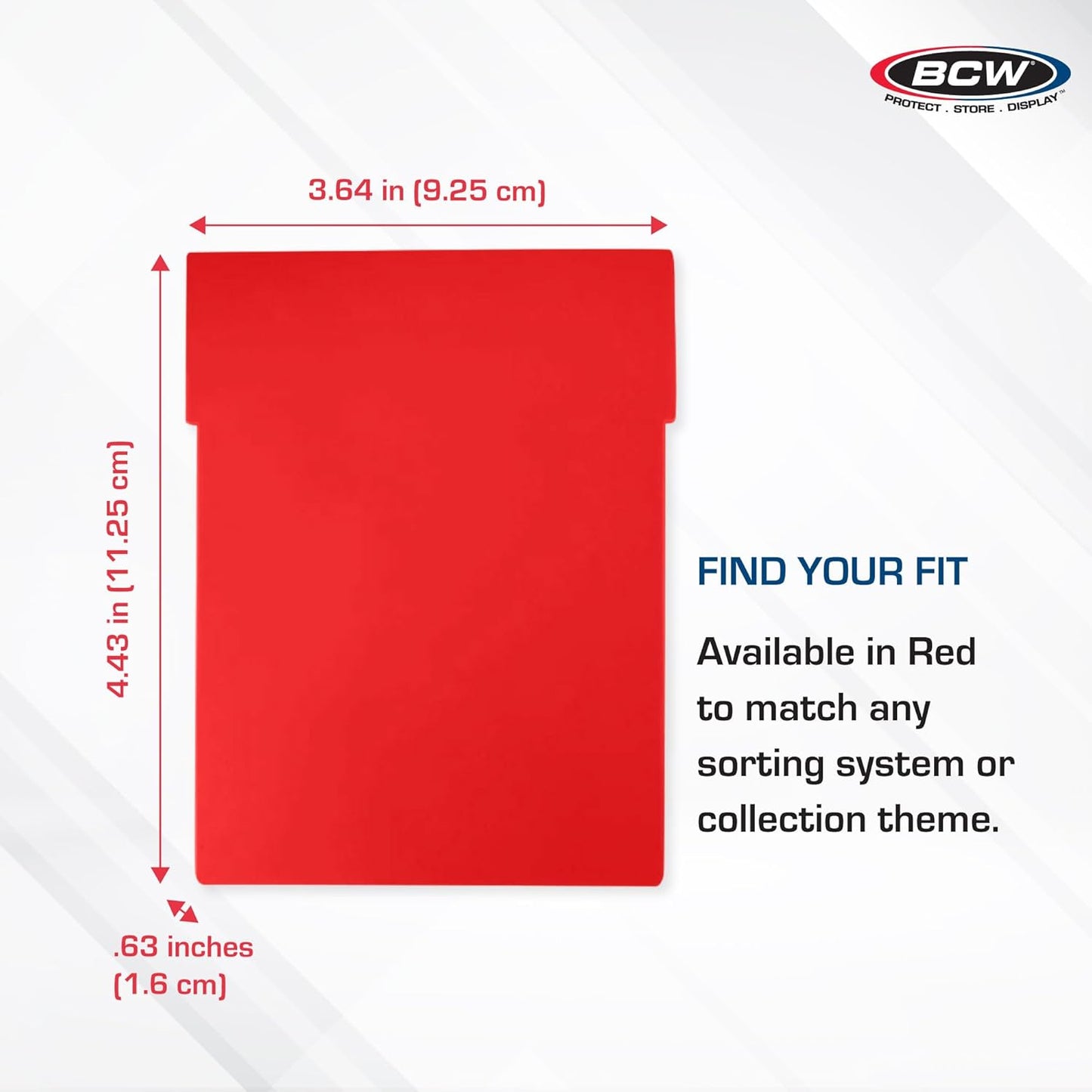 BCW Collectible Card Bin Partitions - Red | Dividers for BCW Card Bins & 6 Drawer Card Catalog | Divide and Organize Your Trading Card Collection | Visible Sections, Adhesive Label-Friendly