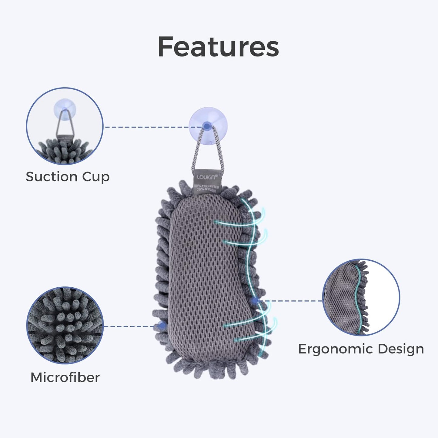 loukin Shag Dry Erase Eraser (3.4 fl oz Whiteboard Cleaner Included), Microfiber White Board Eraser, Washable Glass Board Erasers, for Classroom, Home and Office Use(2 Pack)