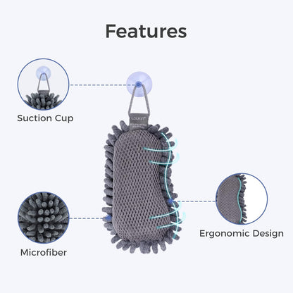 loukin Shag Dry Erase Eraser (3.4 Fl Oz Whiteboard Cleaner Included), Whiteboard Eraser with Suction Cup, Microfiber, Washable, for Classroom, Home and Office Use, Grey