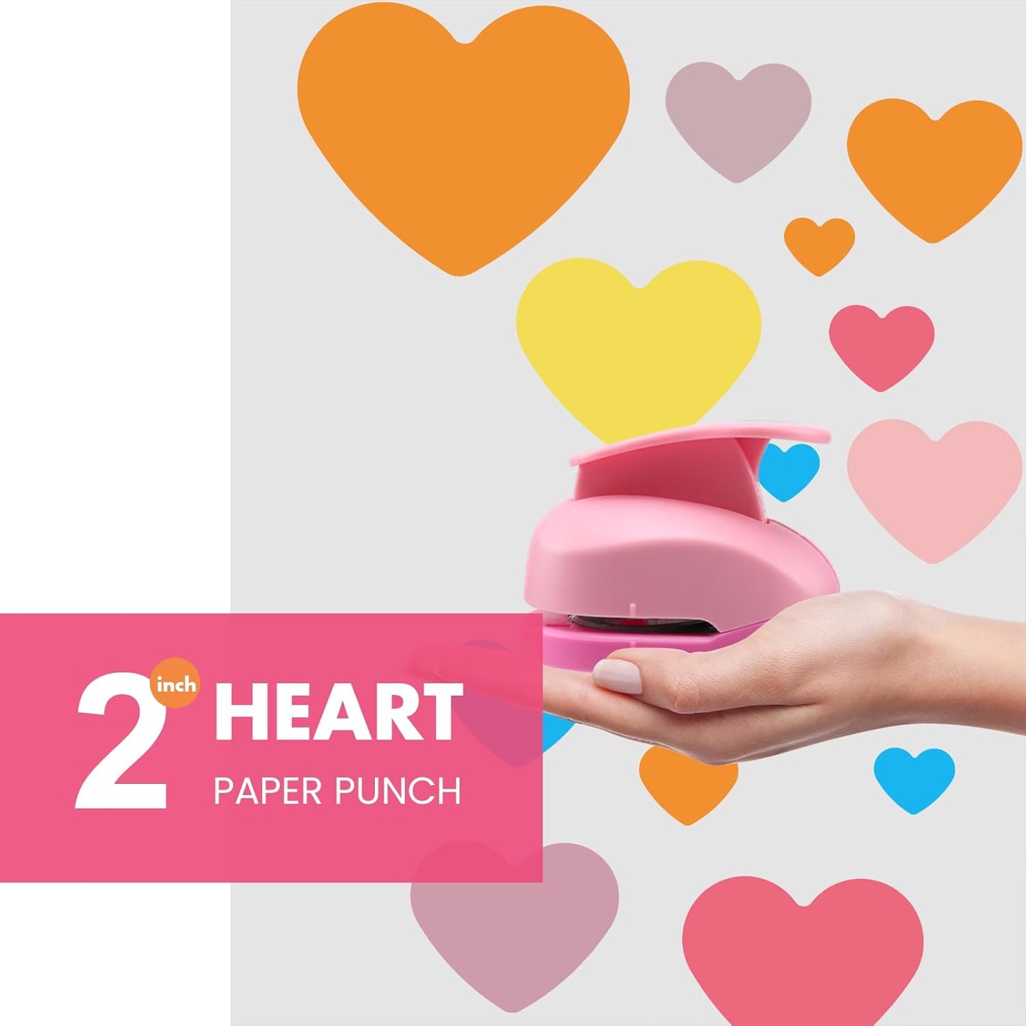 LOONENG 2 Inch Heart Paper Punch - High Precision Design for Romantic Heart Patterns - Ideal for Scrapbooking, Card Making, DIY Photo Albums, Gift Tags, Homemade Confetti