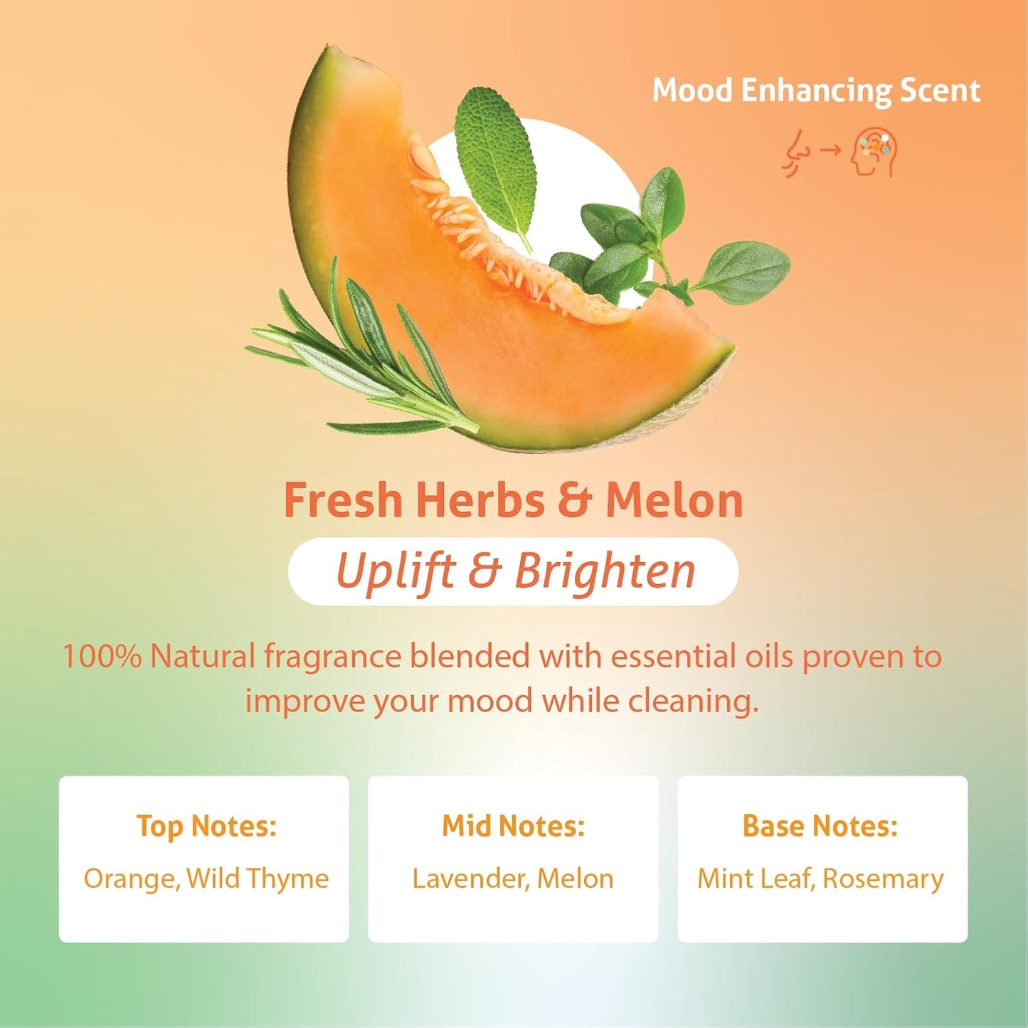 Therapy Clean All Purpose Cleaning Spray - Fresh Herbs & Melon 24 fl. oz - 100% Natural Scent, Kitchen Surface Counter, Surface Cleaner, Non Toxic All Purpose Cleaner Spray