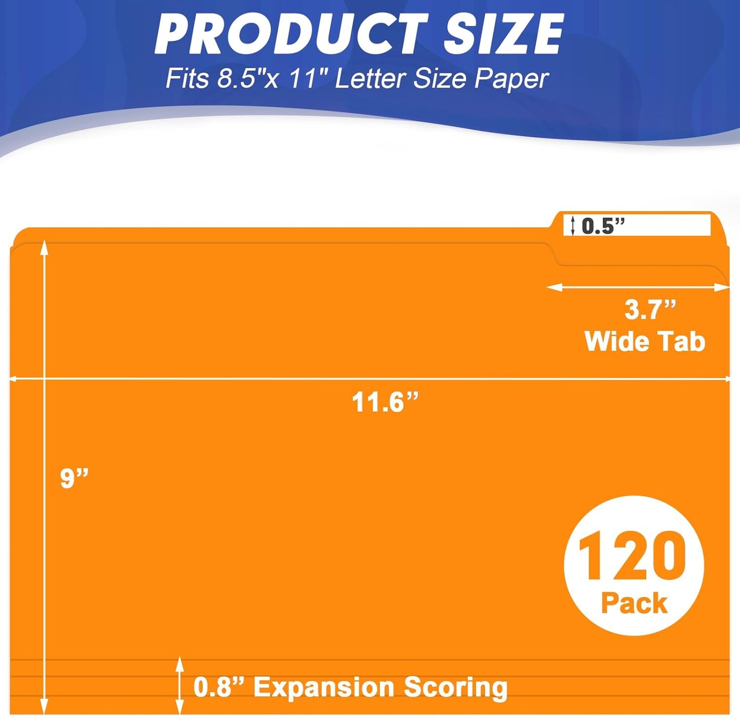 File Folder, HERKKA 120 Pack 1/3 Cut Tab File Folders, File Folders Great for Organizing and Filing, Letter Size, Orange