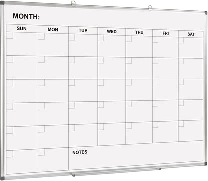 Comix Magnetic Dry Erase Calendar Whiteboard, 48 x 36 Inches Monthly Calendar Dry Erase Board for Wall, Aluminum Frame Planner White Board