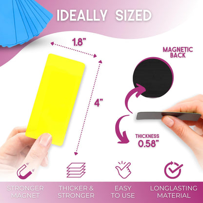 Availey 40 Pieces (4 x 1.8") - Full Colored Magnetic Dry Erase Labels - Reusable Strips for Classroom Home Office Garage Refrigerator Blank Writable Erasable Cards Name Tags Students Locker Shelf