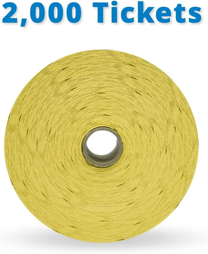 INDIANA TICKET CO. 2,000 Yellow Double Roll Raffle Tickets (2,000 Count, 2x2” Tickets) Raffles, 50/50 Drawings, Door Prizes, Giveaways, Drinks, More Tickets, More Fun, Premium Quality