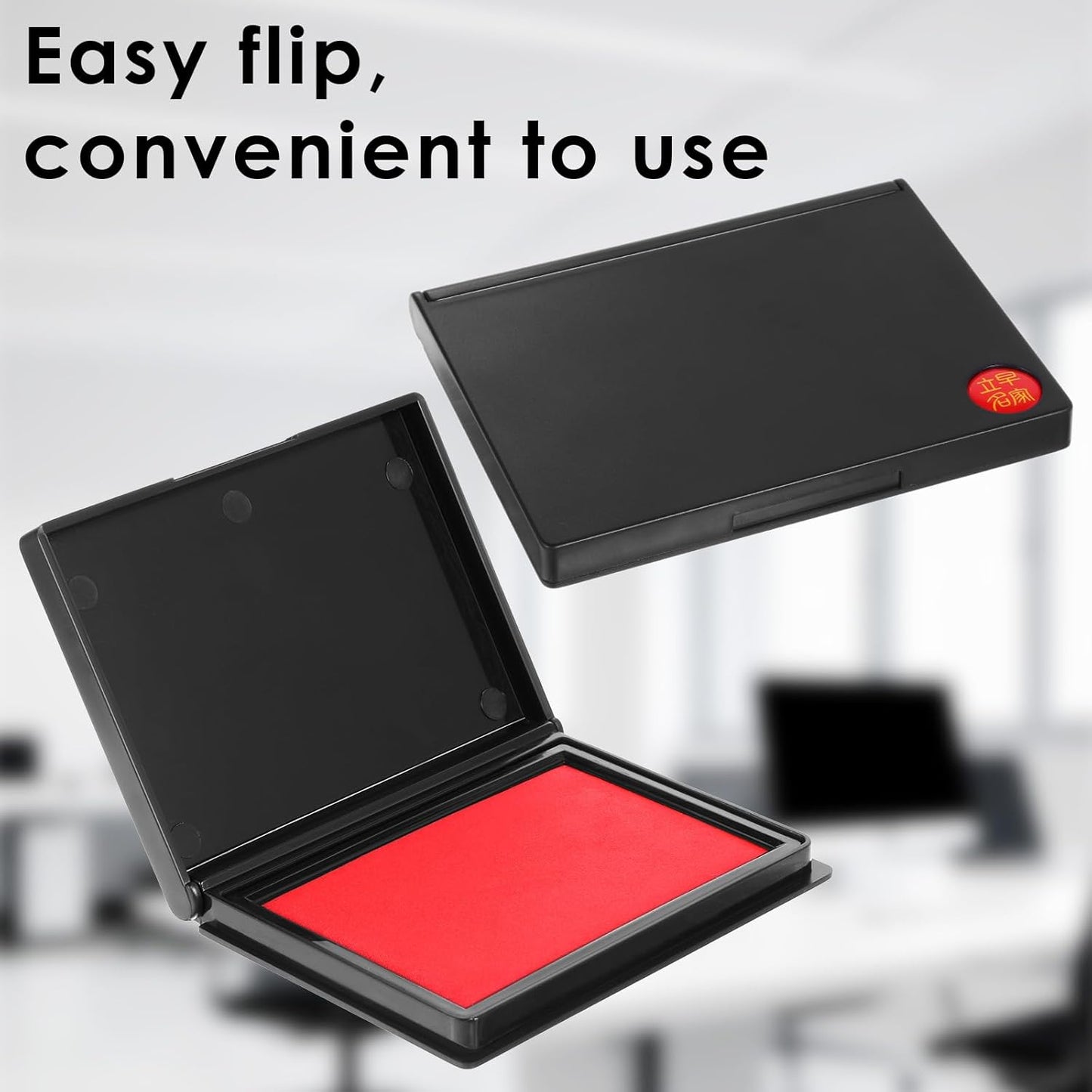 Red Ink Pad for Stamping, Finger Print Ink Pads for Rubber Stamps, Large Red Ink Stamp Pad, Thumbprint Ink Pad for Home Office Security Notary Supplies(4.72 x 3.66 Inches)