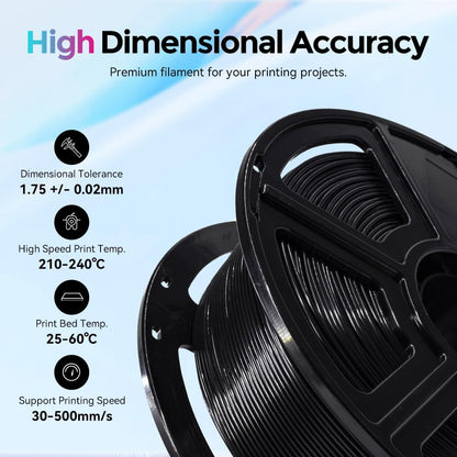 FLASHFORGE Rapid PLA Filament 1.75mm, High Flow Speedy 3D Printer Filament, Experience Exceptional Performance with 500mm/s High-Speed Printing, Neatly Wound & Top-Notch Filament (Black)