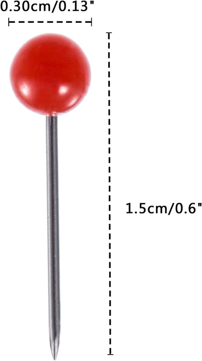 Map Tacks Push Pins Small Size 300 Packs (Red, 1/8 Inch)