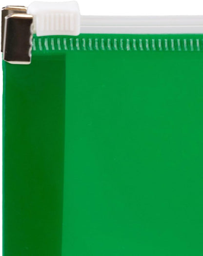 JAM PAPER Plastic Envelopes with Zip Closure - Letter Booklet - 9 3/4 x 13 - Green - 12/Pack