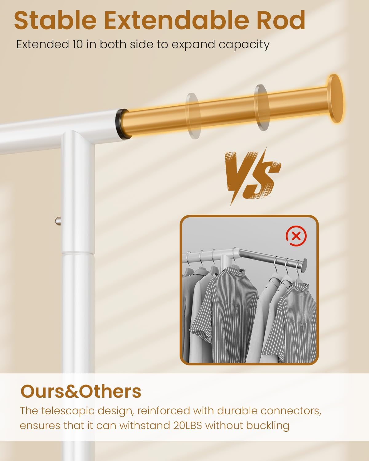 Heavy Duty Clothes Rack, Metal Clothing Rack Load 450 LBS, Rolling Coat Racks for Hanging Clothes with Lockable Wheels, Wardrobe Closet Garment Racks for Bedroom, White