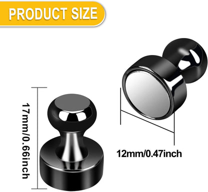 Black Fridge Magnets, Small and Strong Refrigerator Magnets for Whiteboard, Push Pin Magnet s for Classroom, Kitchen Accessories, Dry Erase and Map, Magnetic Decorative Magnets