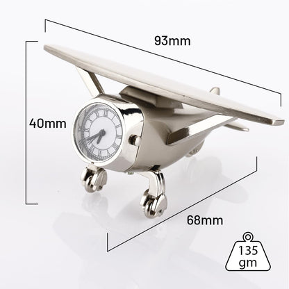 Aeroplane Miniature Table Clock with Rotating Wheels, Stylish Analog Desk Clock & Paper Weight, Manual Adjustment, Easy Battery Replacement, Students, Vintage Decor for Home & Office