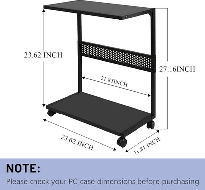 Large PC Stand Computer Tower Stand 2-Tier Metal CPU Holder with Locking Caster Wheels Suitable for Most PC (Black,XL)