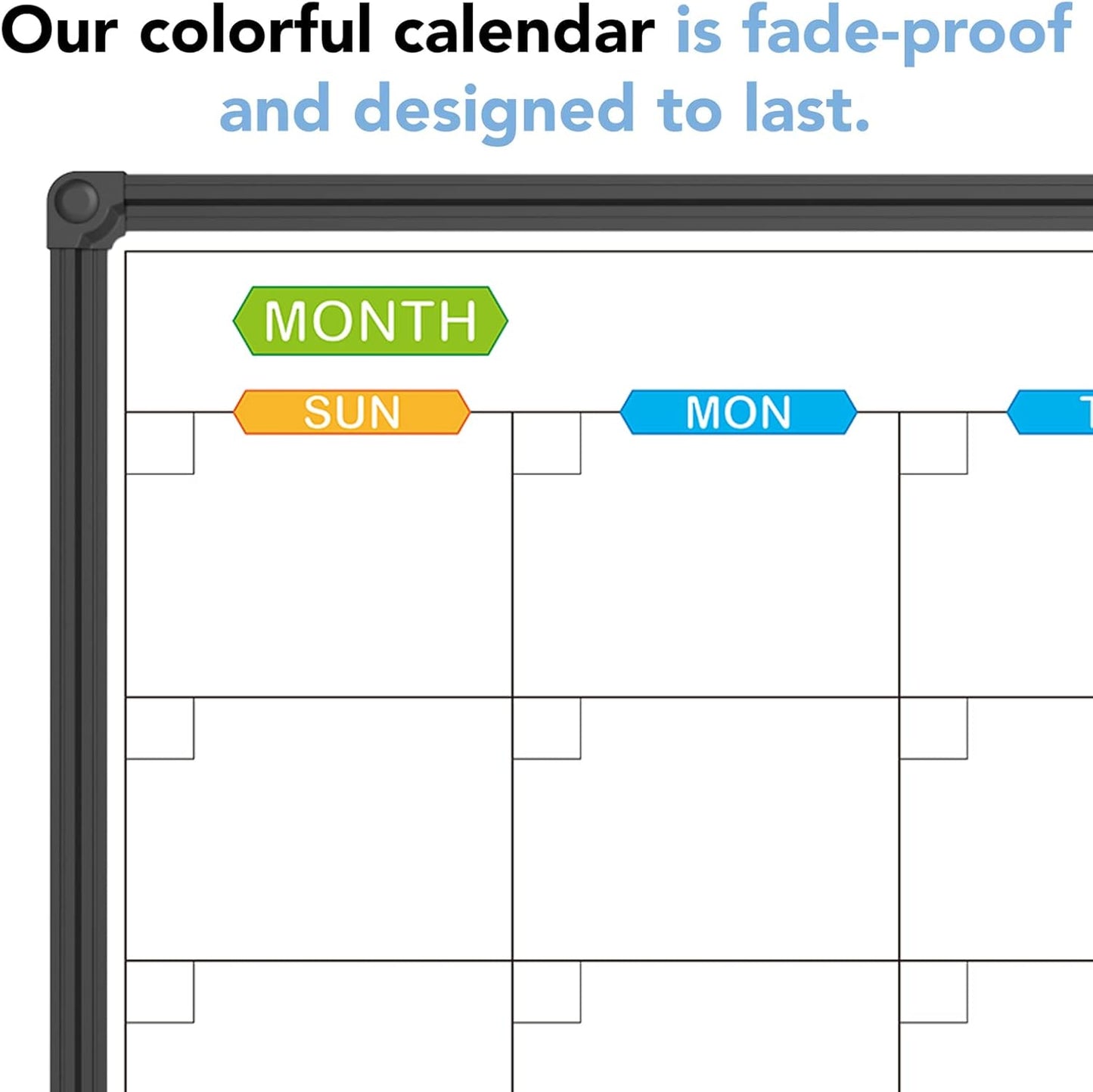 JILoffice Dry Erase Calendar Whiteboard - Magnetic White Board Calendar Monthly 36 X 24 Inch, Black Aluminum Frame Wall Mounted Board for Office Home and School