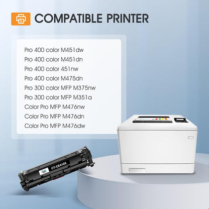 305X 305A Toner Cartridge 4-Piece Combo Pack Compatible for HP 305X 305A CE410X CE411X CE412X CE413X for HP Laserjet Pro 400 Color MFP M451nw M475dn M451dn M351 M375 M451 M475 Series Printer