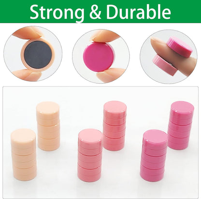 ZDZBLX Fridge Magnets 30 PCS, Strong Refrigerator Magnets for Whiteboard, Heavy Duty Small Round Magnets, Mini Decorative Cute Magnet for Fridge, Locker, Map, Kitchen, School, Office, Classroom (Pink)