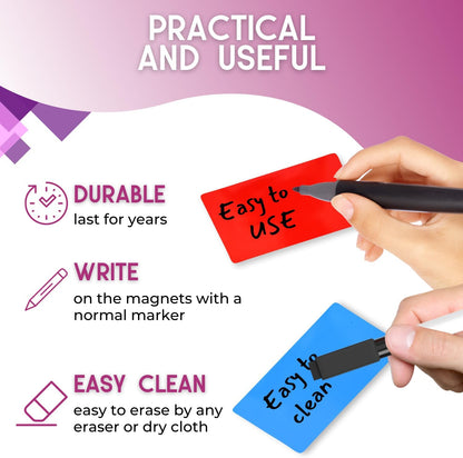 Availey 30 Pieces (3 x 5) - Full Colored Magnetic Dry Erase Labels - Reusable Strips for Classroom Home Office Garage Refrigerator Blank Writable Erasable Cards Name Tags Students Locker Shelf