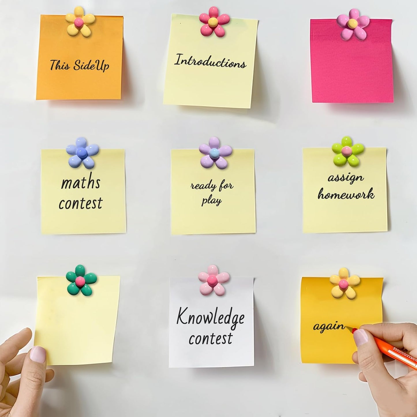 Qualsen Flower Magnets for Locker – 12 PCS Colorful Flower Fridge Magnets, Cute Locker Decorations for Girls, Small Strong Magnet for Whiteboard, Refrigerator, School Decor (8 Colors)