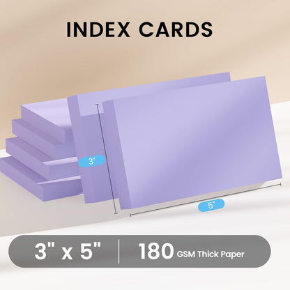 Index Cards 3x5 Inch, 300sheets, Flash Cards, Blank Purple Note Cards Paper For Studying, Schools Supplies, College, Office And Home Organization, Note Taking Supplies
