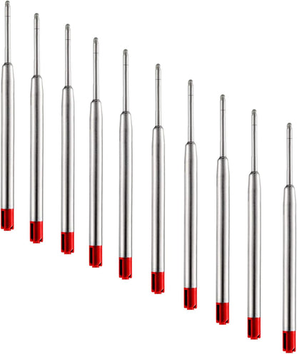 DunBong Red Ink Refill Pack of 5, Replaceable Ballpoint Pen Refills, Medium Point Metal Refill (Red)