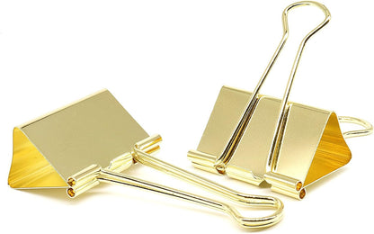 YCVIORING Extra Large Binder Clips 2 Inch (6 Pack), Big Paper Clamps for Office and School, Gold
