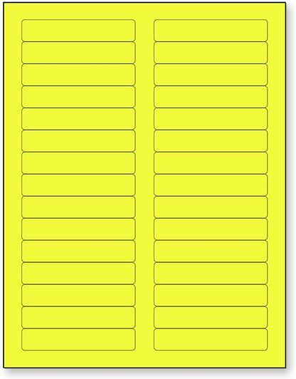 NextDayLabels 8-1/2 x 11 Neon Color High Light Fluorescent Labels for Laser & Inkjet Printer (Yellow Fluorescent, 2/3" x 3-7/16" - 30 Per Page | 750 Labels)