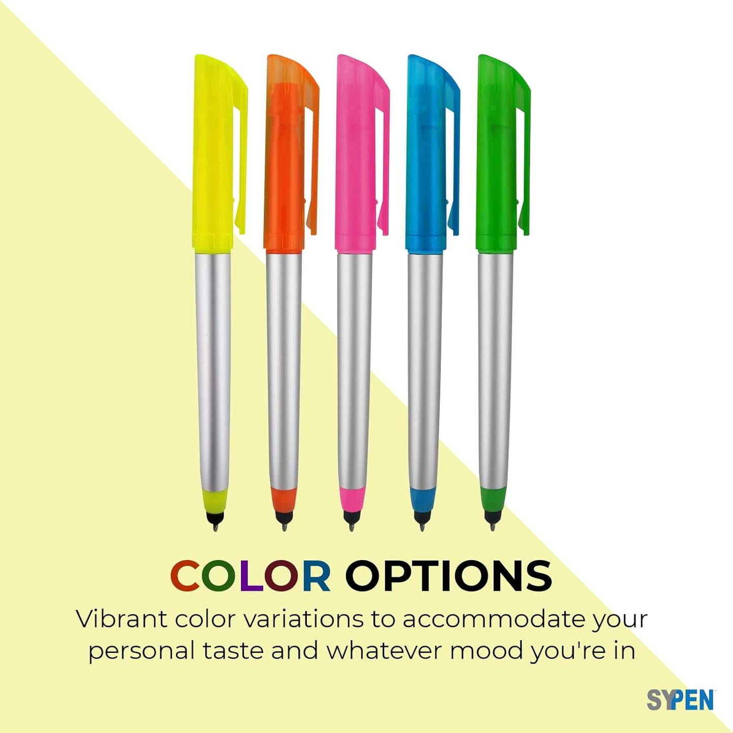 Personalized Pens with Highlighter and Stylus -250 Pack Bulk-Free Imprint - 3 In Highlighter, Ballpoint Pen, and Stylus Combo- add Custom Business Name, Logo or Gift Message- Yellow